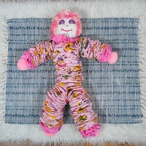 Vintage Pink Ruffle Fabric YoYo Clown Doll